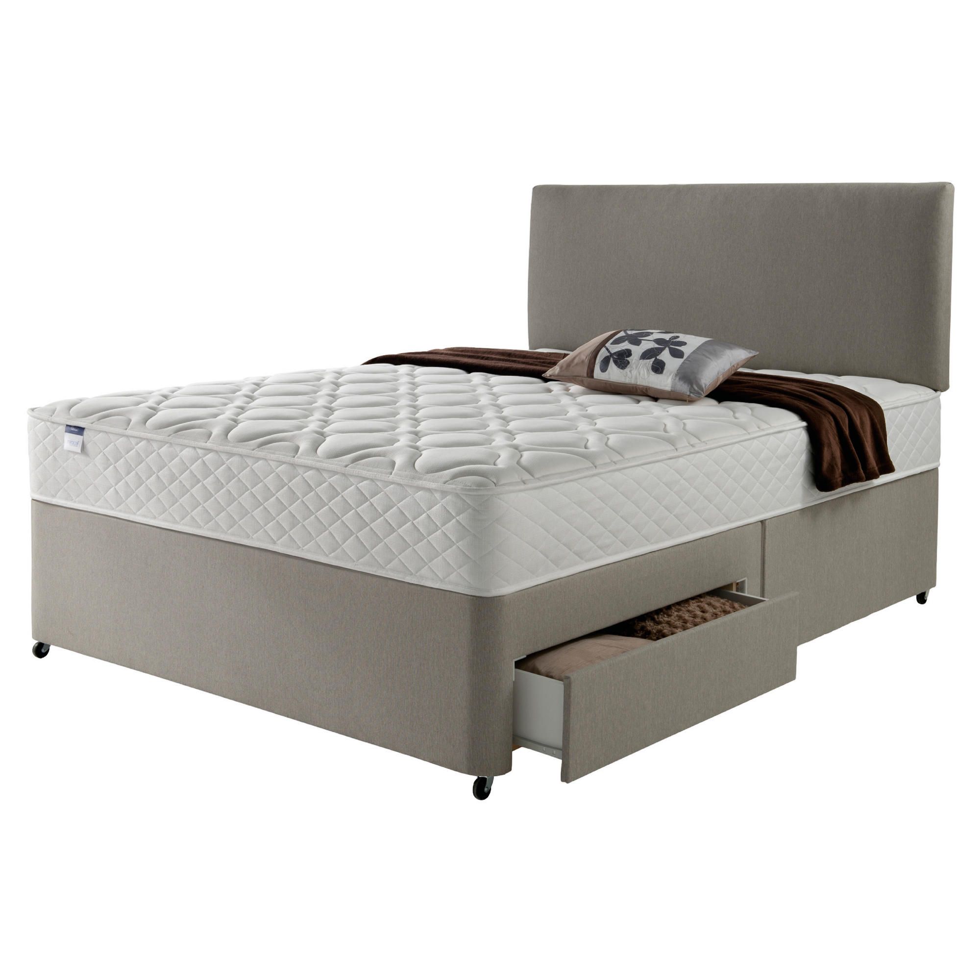 Silentnight Miracoil Luxury Micro Quilt 2 Drawer Super King Divan Mink with Headboard at Tescos Direct