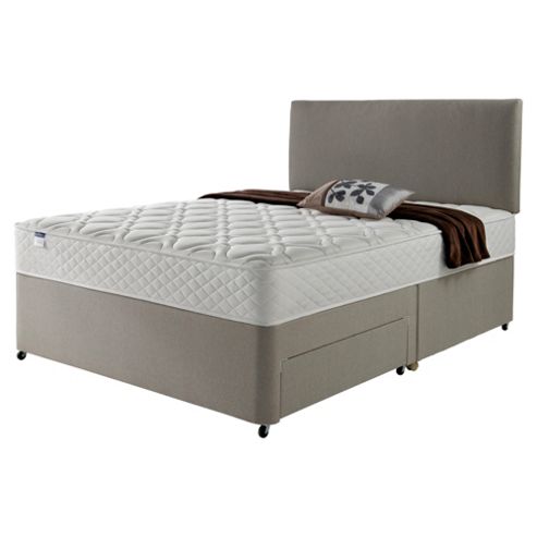 Image of Silentnight Miracoil Luxury Micro Quilt Non Storage divan Mink With Headboard - Super King (6ft)