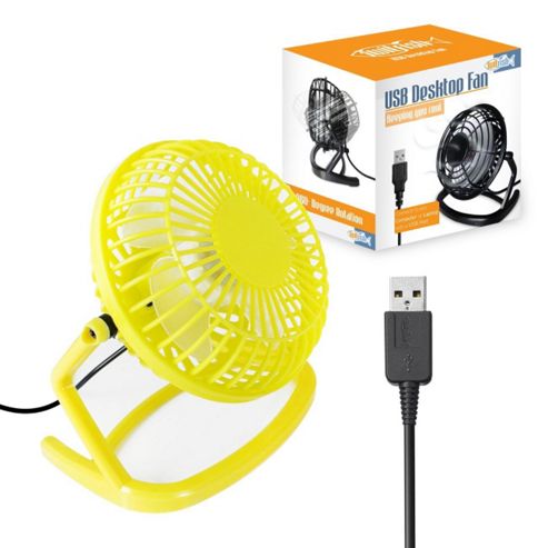 Image of Twitfish Plastic Usb Desk Fan 4" - Yellow