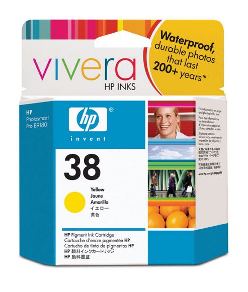 Image of Hewlett-packard No.38 Pigment Ink Cartridge With Vivera Ink Yellow