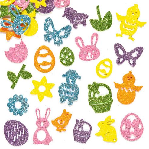 Image of Easter Glitter Foam Craft Stickers (pack Of 120)