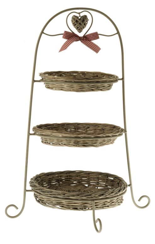 Image of Wicker Valley 47cm Cake Stand In Grey (set Of 3)