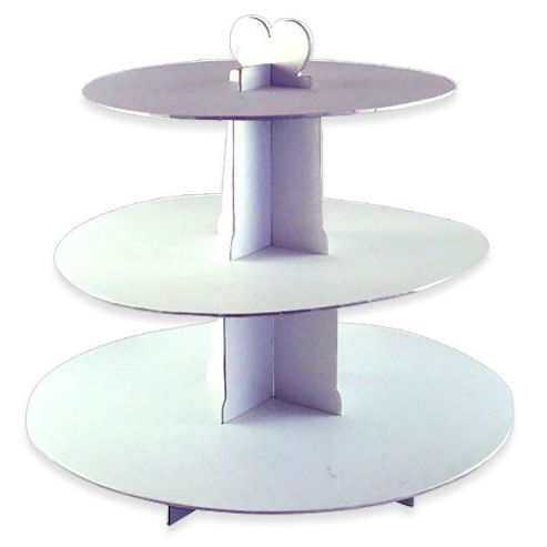 Image of 3 Tier Card Cupcake Stand White