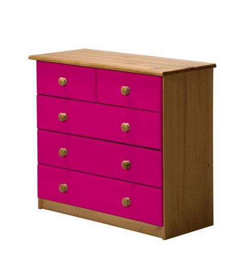 Image of Verona Drawer Chest 3 + 2 Colour Antique And Fuchsia
