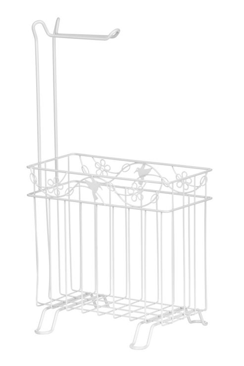 Image of Premier Housewares Paradise Toilet Roll Holder In White With Magazine Rack