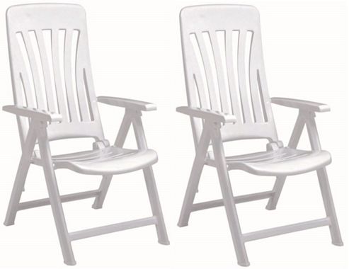 Image of Resol Blanes Folding Multi-position Garden Armchair - White Plastic - X2
