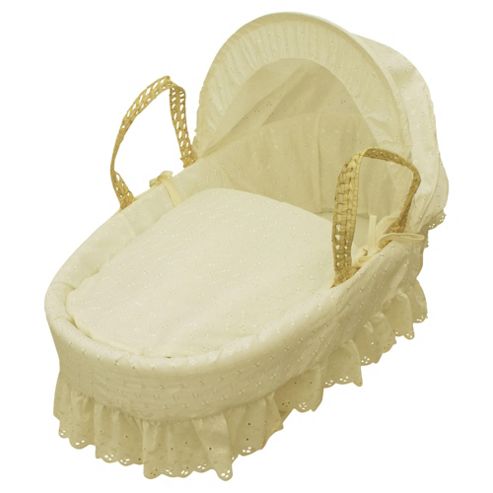 Image of Kinder Valley Broderie Anglais Moses Basket (cream)