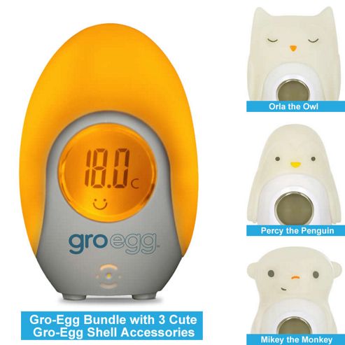 Image of Gro-egg Thermometer & 3 Fun Animal Gro-egg Shells