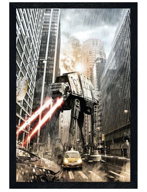 Image of Star Wars Black Wooden Framed Manhat-atan Poster