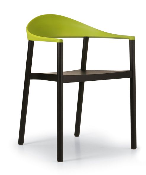 Image of Plank Monza Armchair With Yellow Green Back Rest - Ash Black