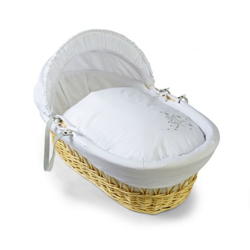 Image of Clair De Lune Starburst Natural Wicker Moses Basket - White