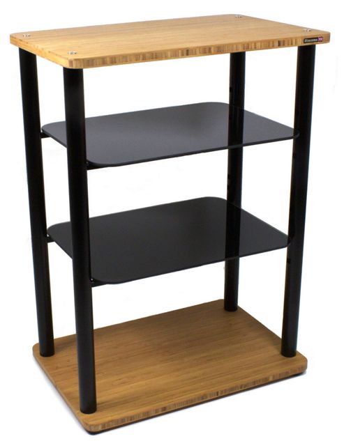 Image of Atacama Elara 3-600 Satin Black And Natural Bamboo Hifi Stand