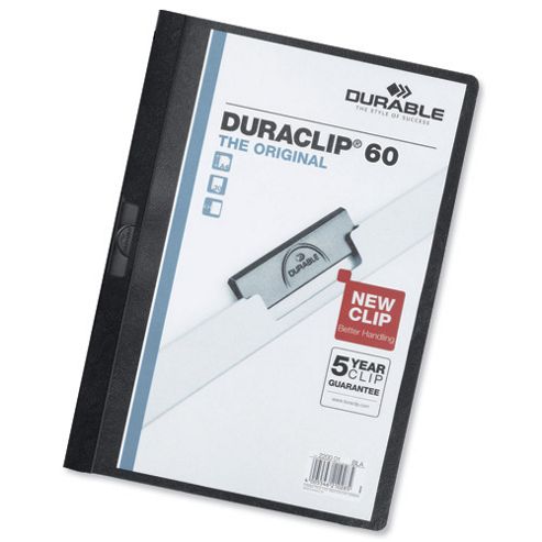 Image of Durable Duraclip Folder Pvc Clear Front 6mm Spine For 60 Sheets [pack 25]