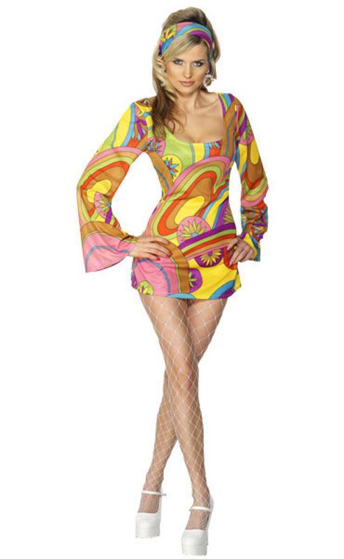 Image of 60's Flower Power - Adult Costume Size: 12-14