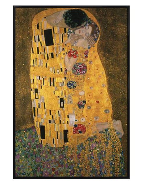 Image of Gustav Klimt Gloss Black Framed The Kiss Poster