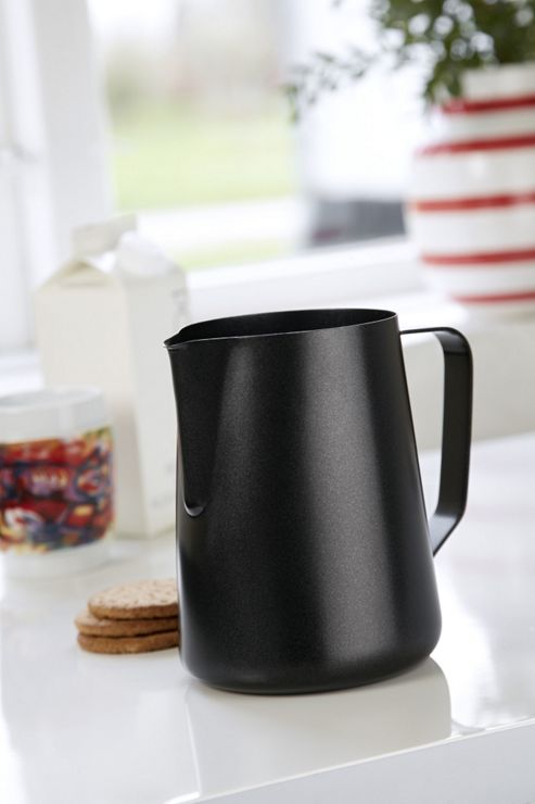 Image of Steel Function Milk Pitcher In Black - 1.5 L, 16.5 Cm H X 15.5 Cm W X 12 Cm D