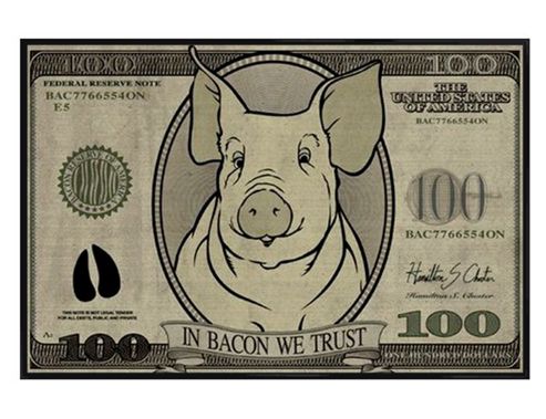 Image of Gloss Black Framed In Bacon We Trust Poster