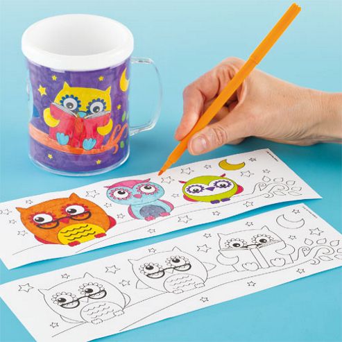 Image of Little Owls Colour-in Craft Mugs (pack Of 4)