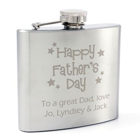 Image of Personalised Happy Father's Day Stars Hip Flask