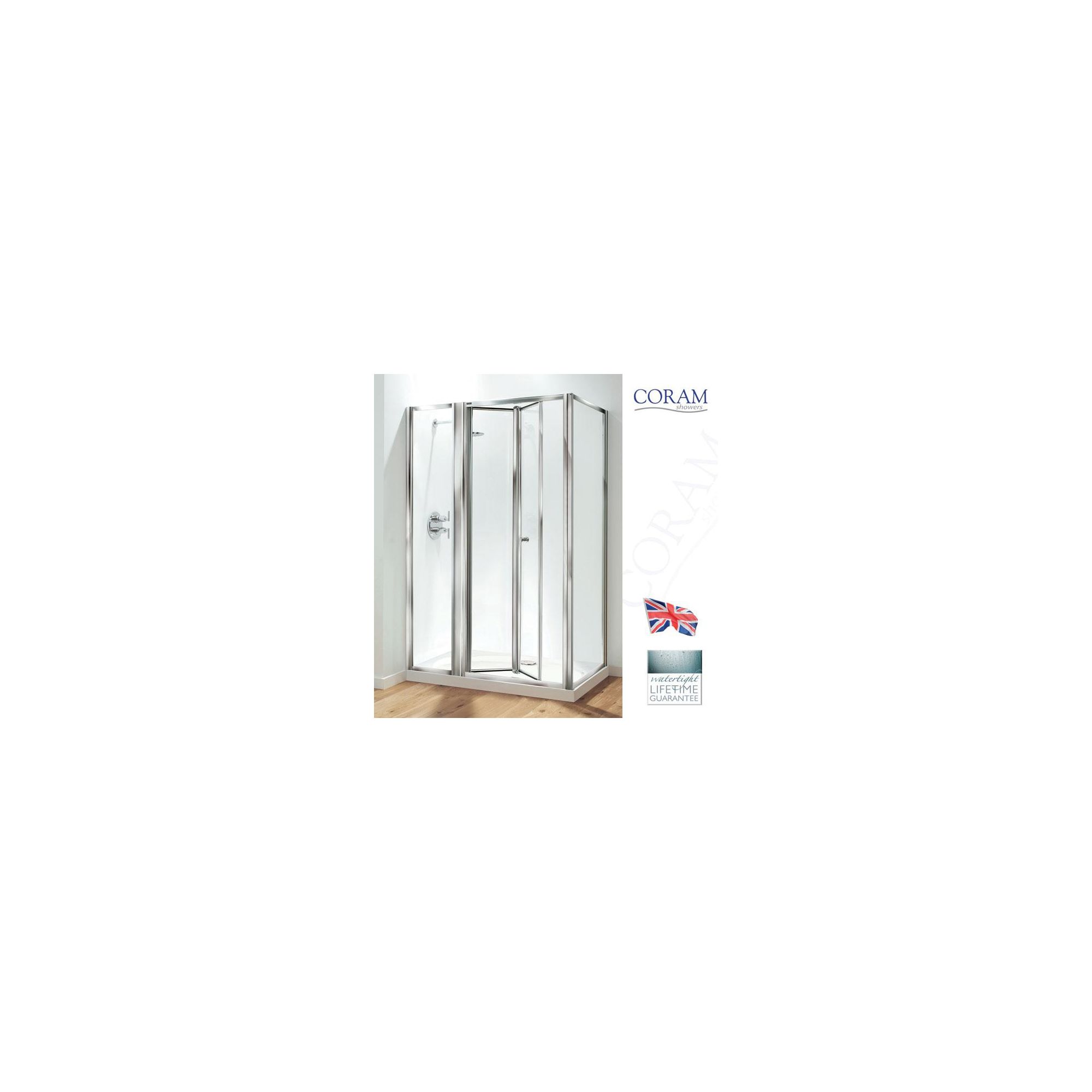 Coram Optima Inline Bi-Fold Door Shower Enclosure, 1200mm x 760mm, Low Profile Tray, 6mm Glass at Tescos Direct