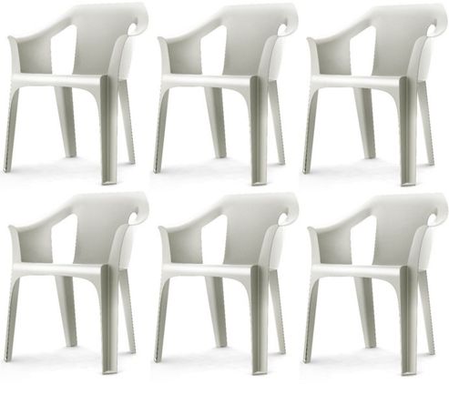Image of Resol "cool" Garden Outdoor / Indoor Designer Plastic Chairs - White - X6