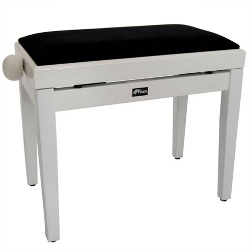 Image of White Adjustable Piano Stool