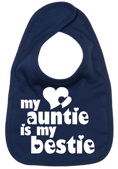 Image of Dirty Fingers My Auntie Is My Bestie Baby Bib Navy