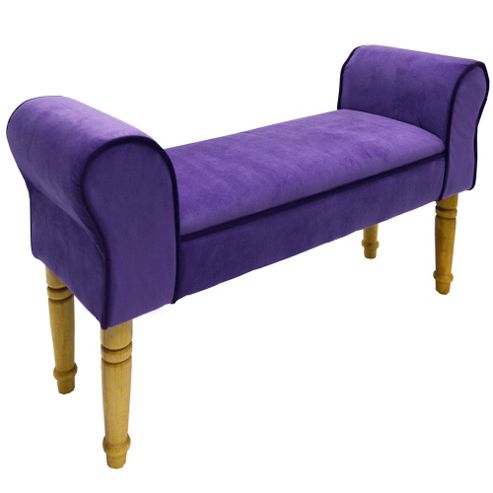 Image of Soleil - Contemporary Chaise Pouffe Stool / Wood Legs - Purple