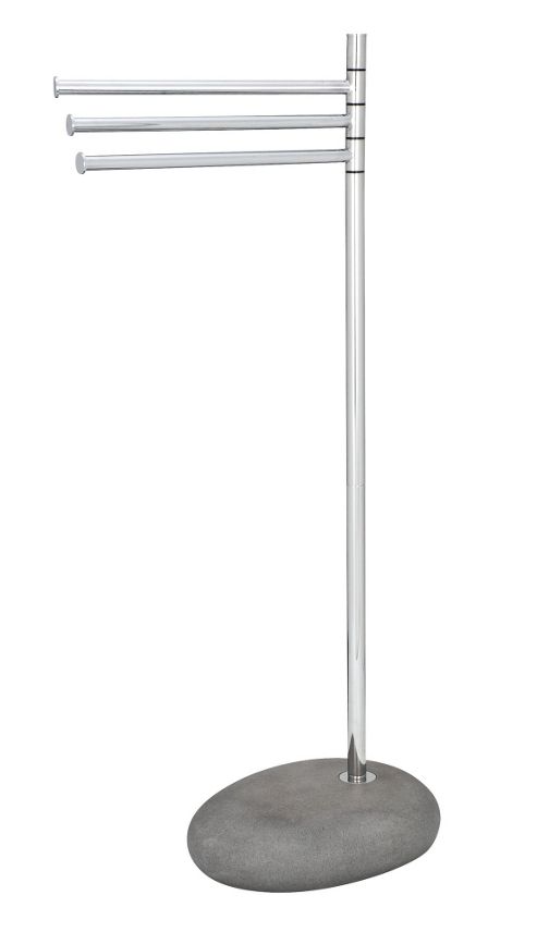 Image of Wenko Pebble Stone 38cm Towel Stand In Chrome - Grey