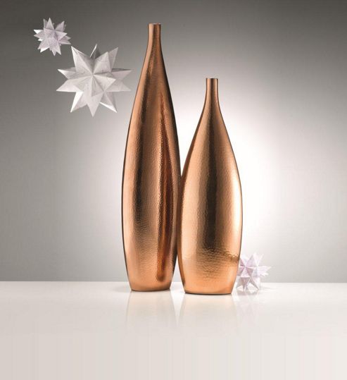 Image of Casa Couture Copper Hammered Metal Vase, Small