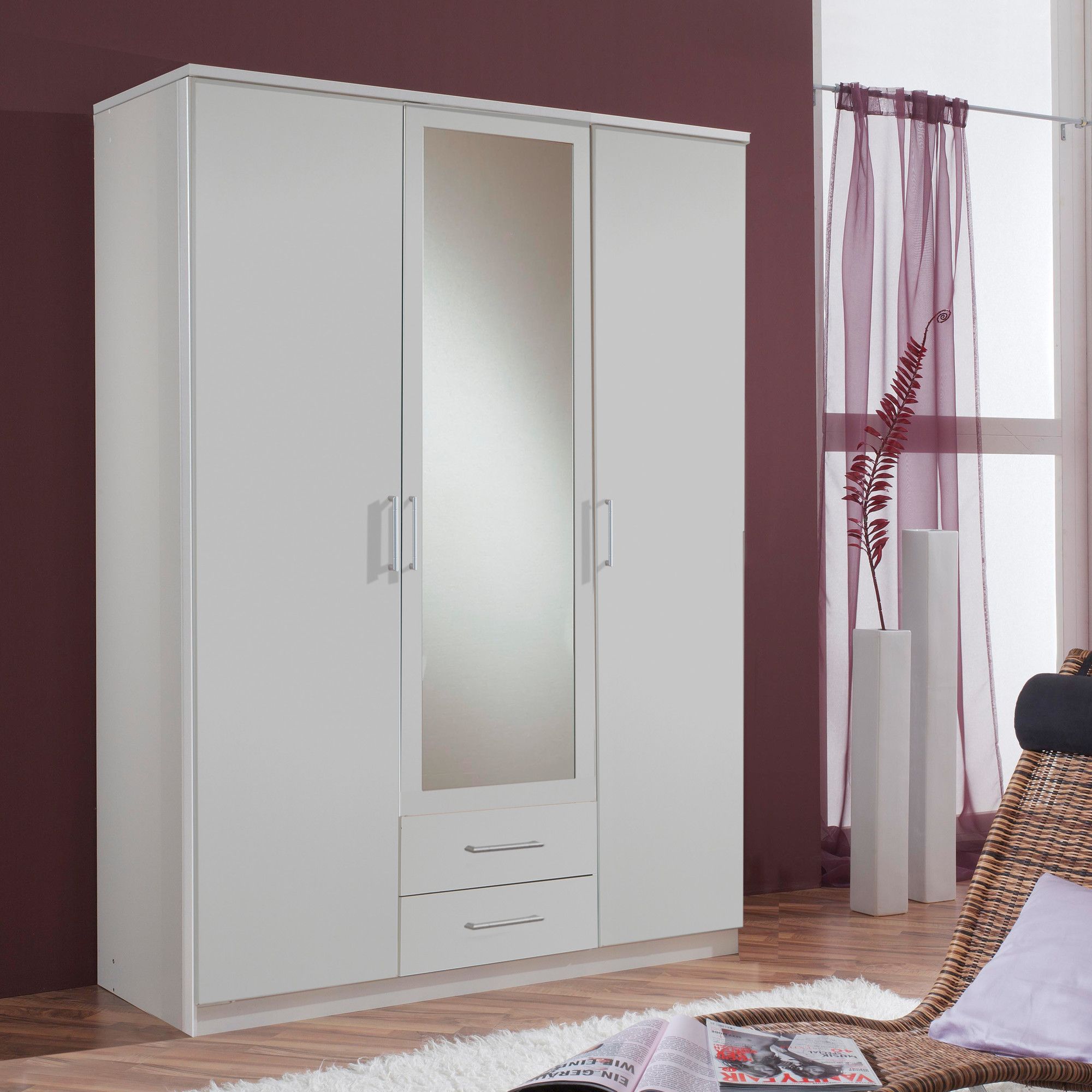 Amos Mann furniture Venice 3 Door 2 Drawer Wardrobe - White at Tesco Direct