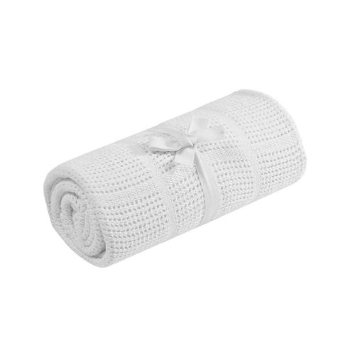 Image of Mothercare Crib Or Moses Basket Cellular Cotton Blanket- White