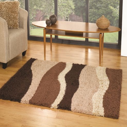 Image of Nordic Sombre Brown/beige 120x170 Cm Shaggy Rug