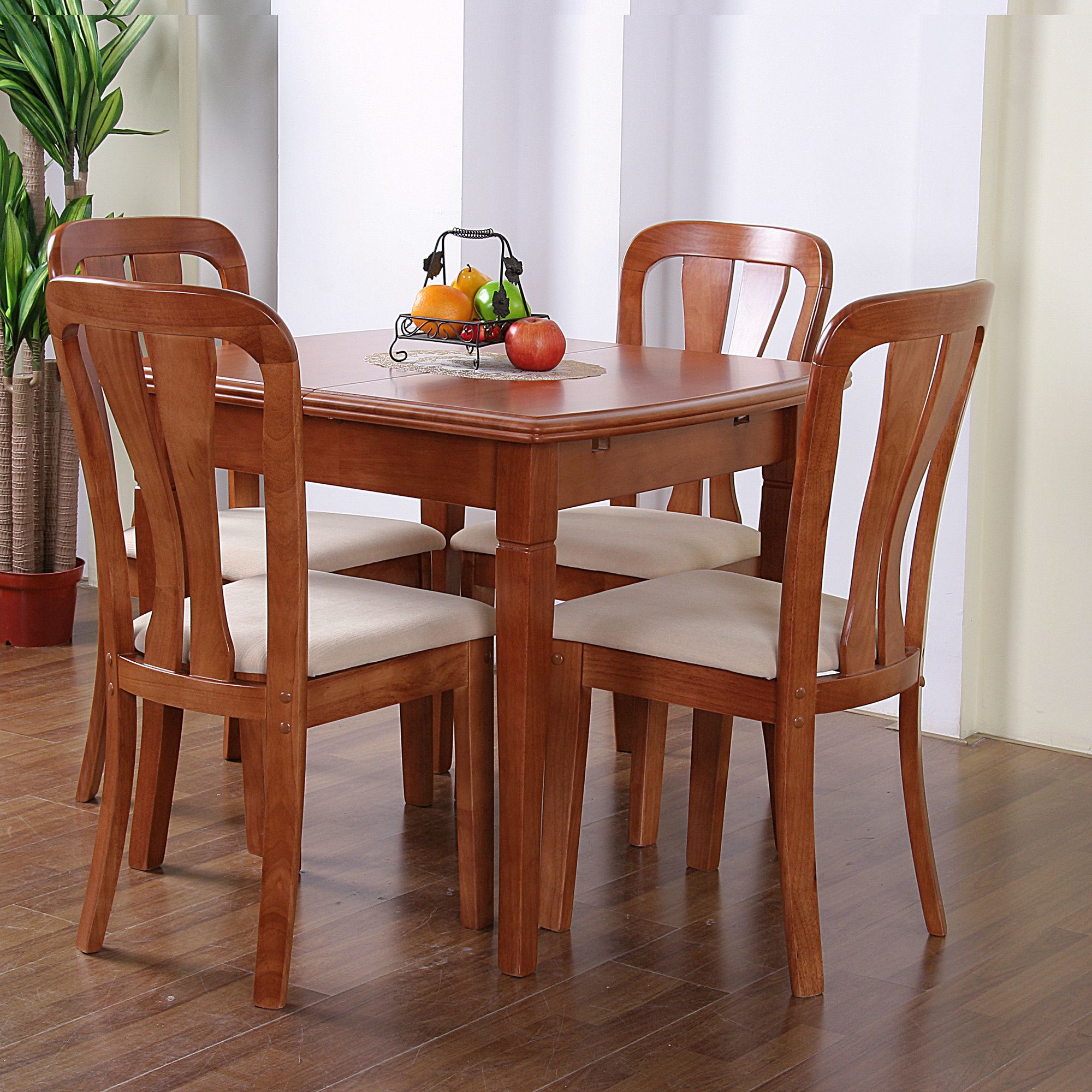 G&P Furniture Windsor House 5-Piece Lincoln Extending Dining Set with Slatted Back Chair - Cherry at Tesco Direct