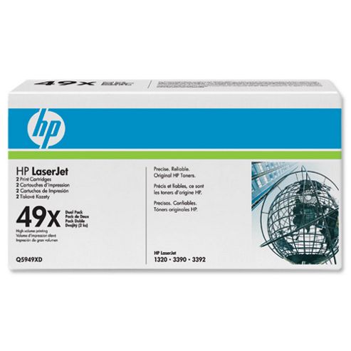 Image of Hp 49x Laserjet Black (yield 6000 Pages) Print Cartridge (dual Pack) For Laserjet 4250/4350 Printers