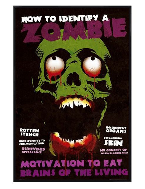 Image of Gloss Black Framed How To Identify A Zombie Poster