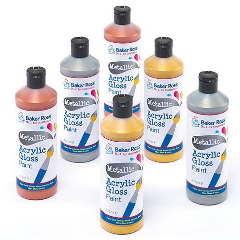 Image of Metallic Acrylic Craft Paint - 175ml (pack Of 6)