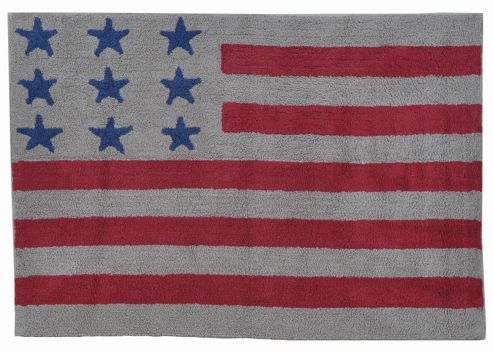 Image of Lorena Canals Flag American Linen And Red Children's Rug - 120 Cm W X 160 Cm D (3 Ft 11 In X 5 Ft 3 In)