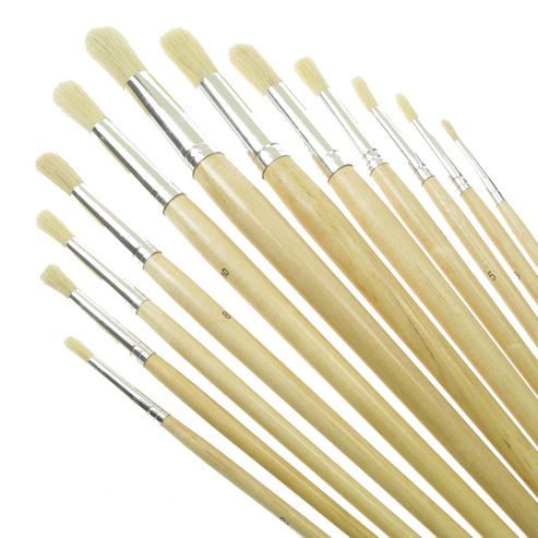 Image of Value Brush Set White Bristle Lh Round 12 Pack