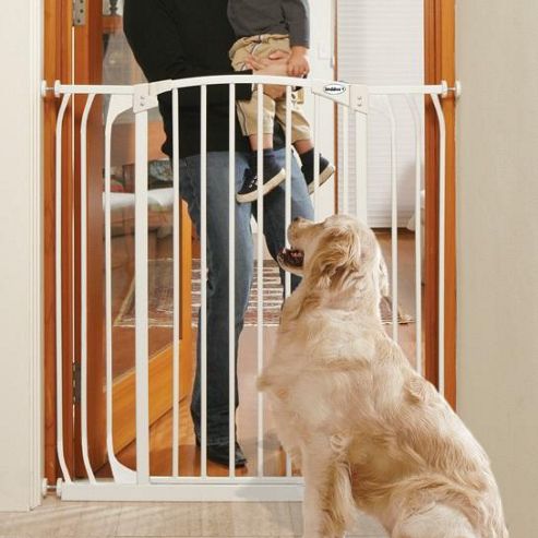 Image of Bindaboo Extra Tall Extra Wide Hallway Pet Security Gate White