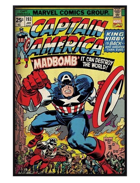 Image of Gloss Black Framed Marvel Comics Captain America Madbomb Poster