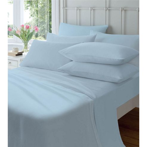 Image of Catherine Lansfield Home Cosy Corner 145gsm Plain Dyed Flette Pillowcases Blue