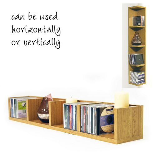 Image of Cd / Dvd / Blu-ray / Video Multimedia Wall Storage Shelf - Oak