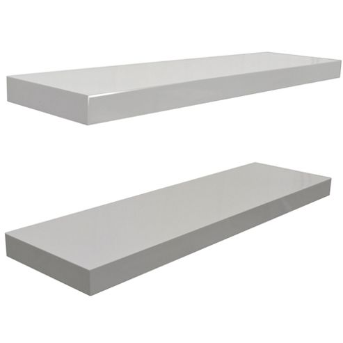 Image of Wall Mounted 70cm Floating Shelves - Pack Of Two - White