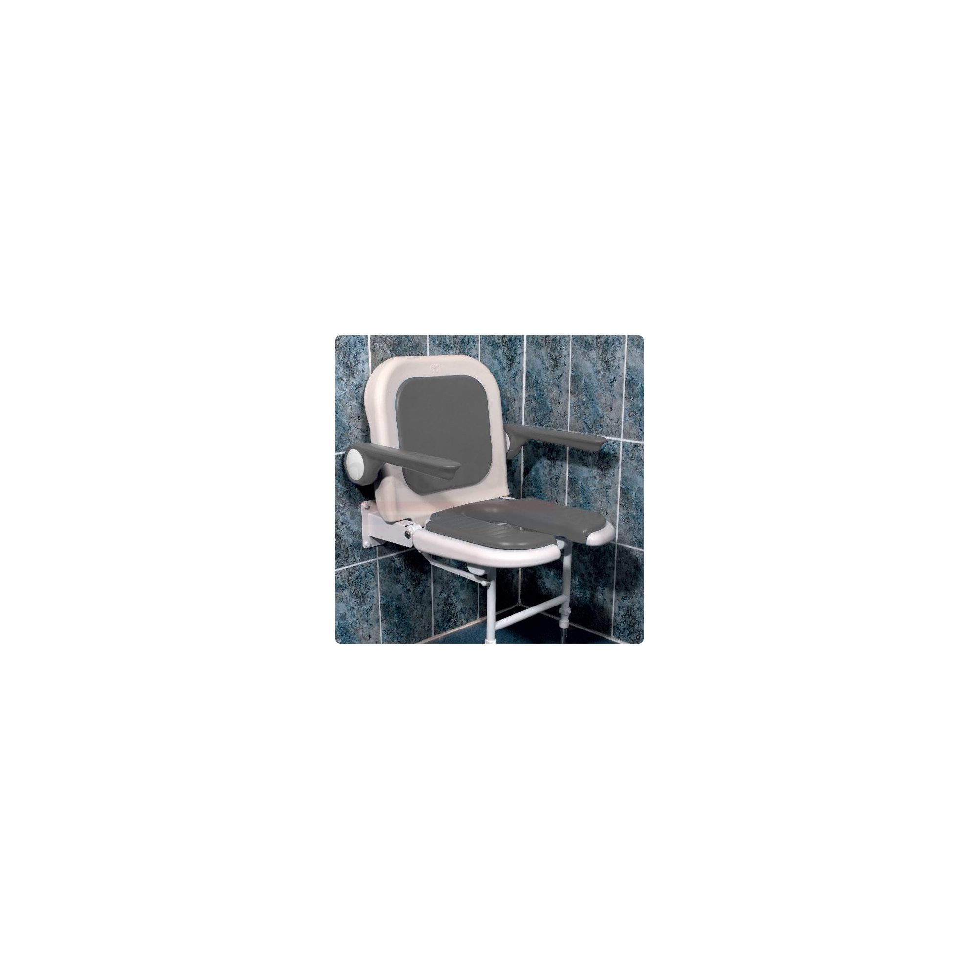 AKW 4000 Series Standard Fold Up Horseshoe Shower Seat Grey with Back and Grey Arms at Tesco Direct