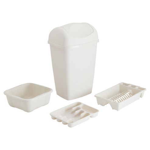 Image of Tesco 4-piece 50l Bin Set, Cream
