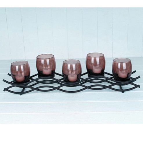 Image of Wiggles - Metal Tea Light / Candle Holder - Black / Brown