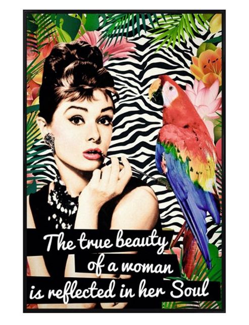 Image of Gloss Black Framed Audrey Hepburn The True Beauty Of A Woman Poster