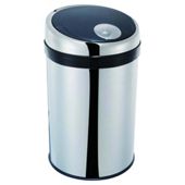 50L Mirror Finish Push Top Bin with Black PP Lid Stainless Steel