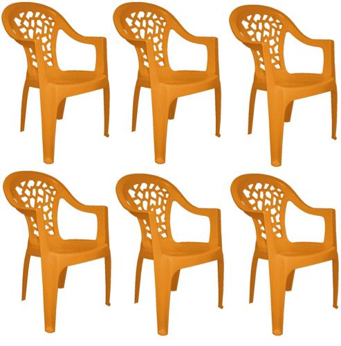 Image of Resol Inca Garden Outdoor / Indoor Designer Plastic Chair - Orange - Pack Of 6